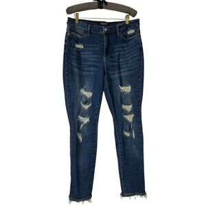 Judy Blue Boyfriend Fit Distressed‎ Jeans With Frayed Hem Size 11 / 30